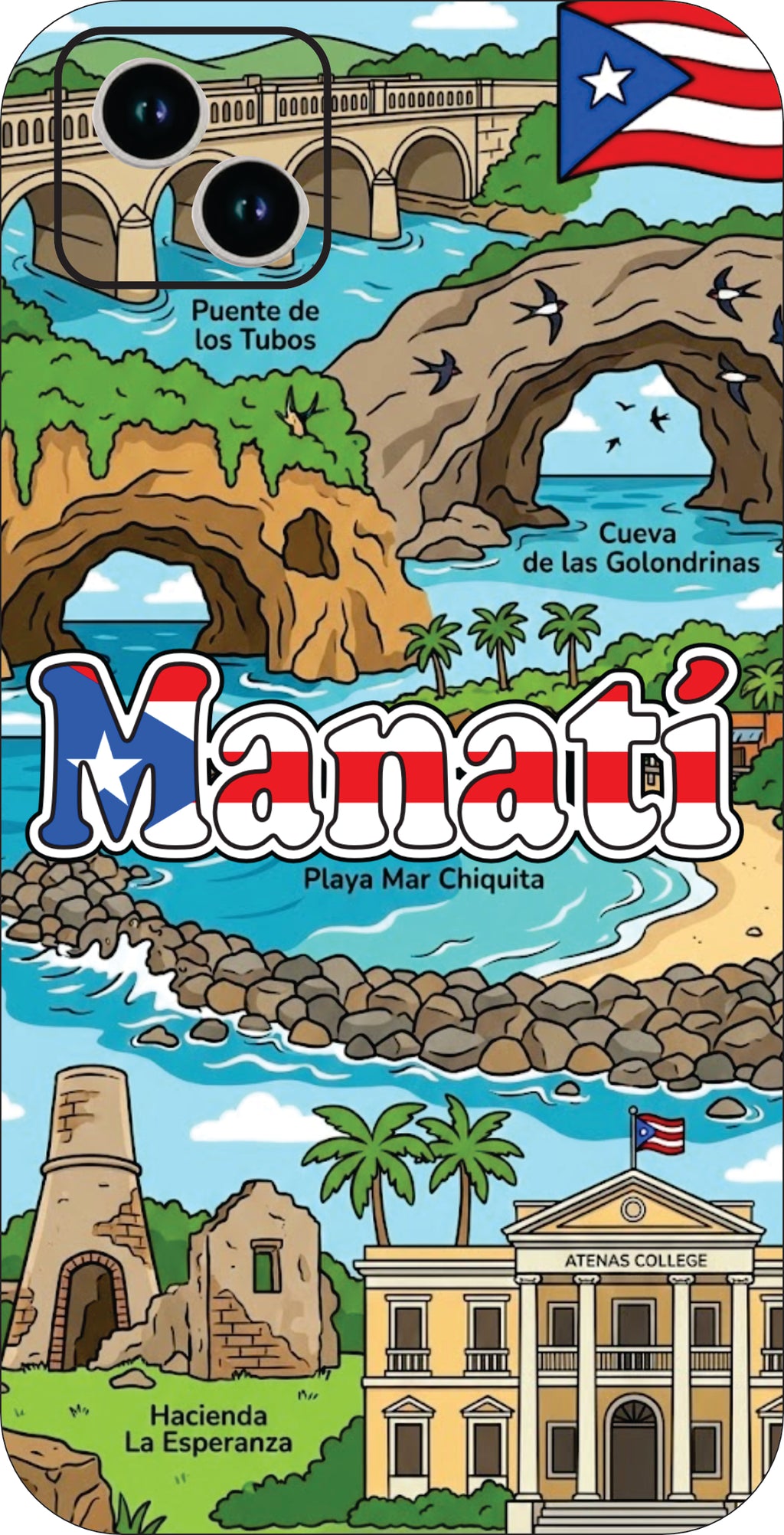 Puerto Rico Towns 3D Phone Case - iPhone & Android