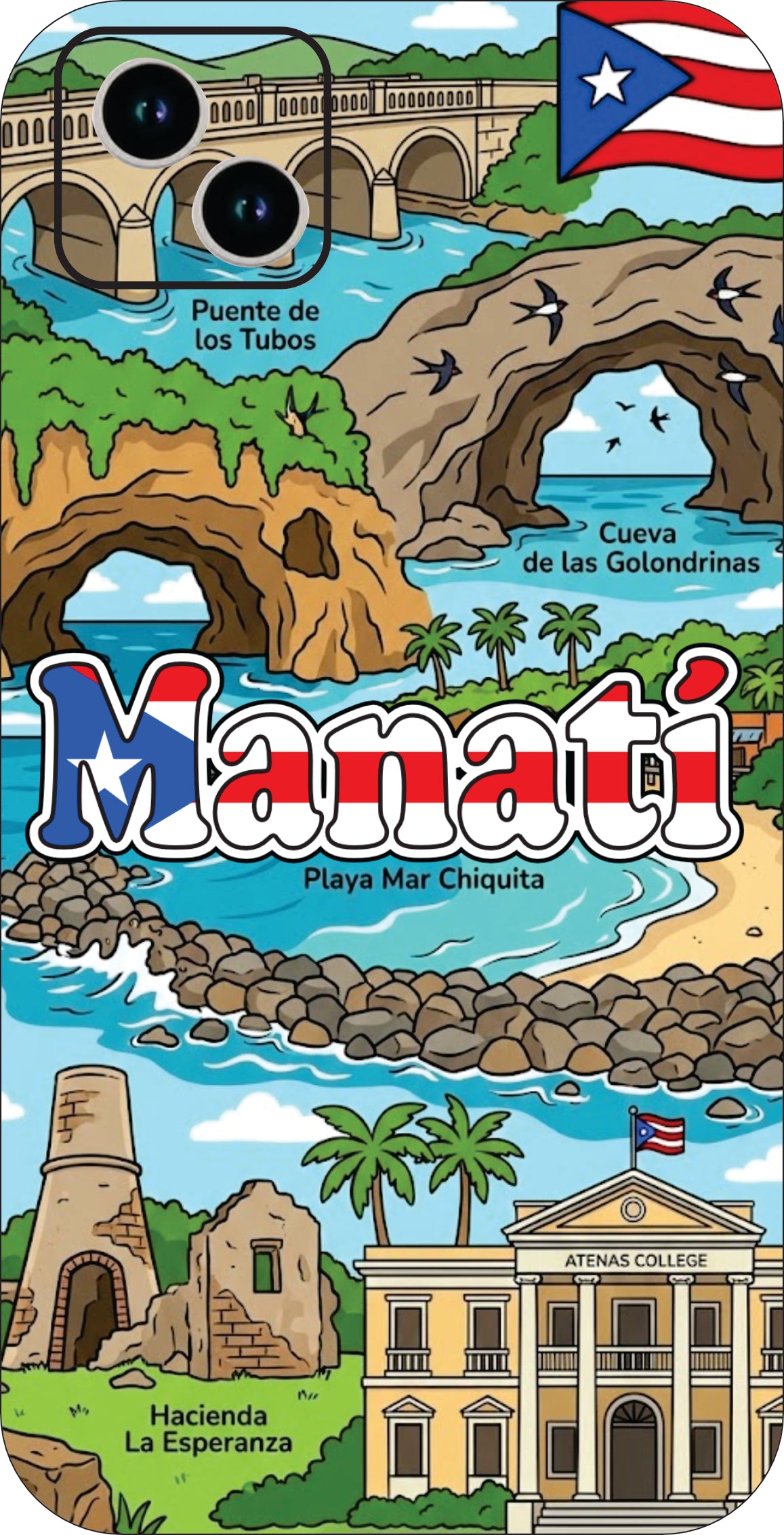 Puerto Rico Towns 3D Phone Case - iPhone & Android