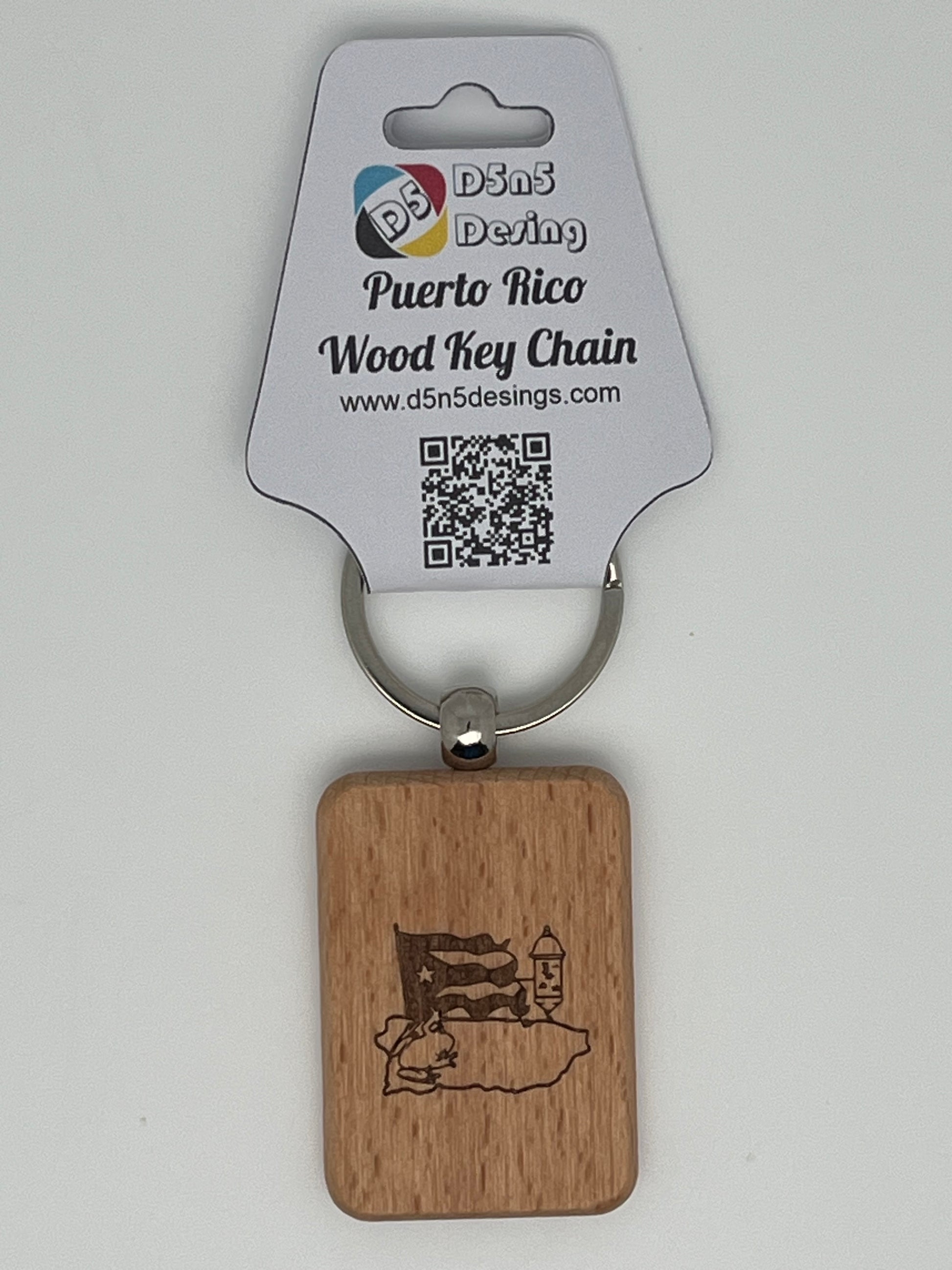 Llavero de madera con grabado de doble cara de recuerdos de Puerto Rico 