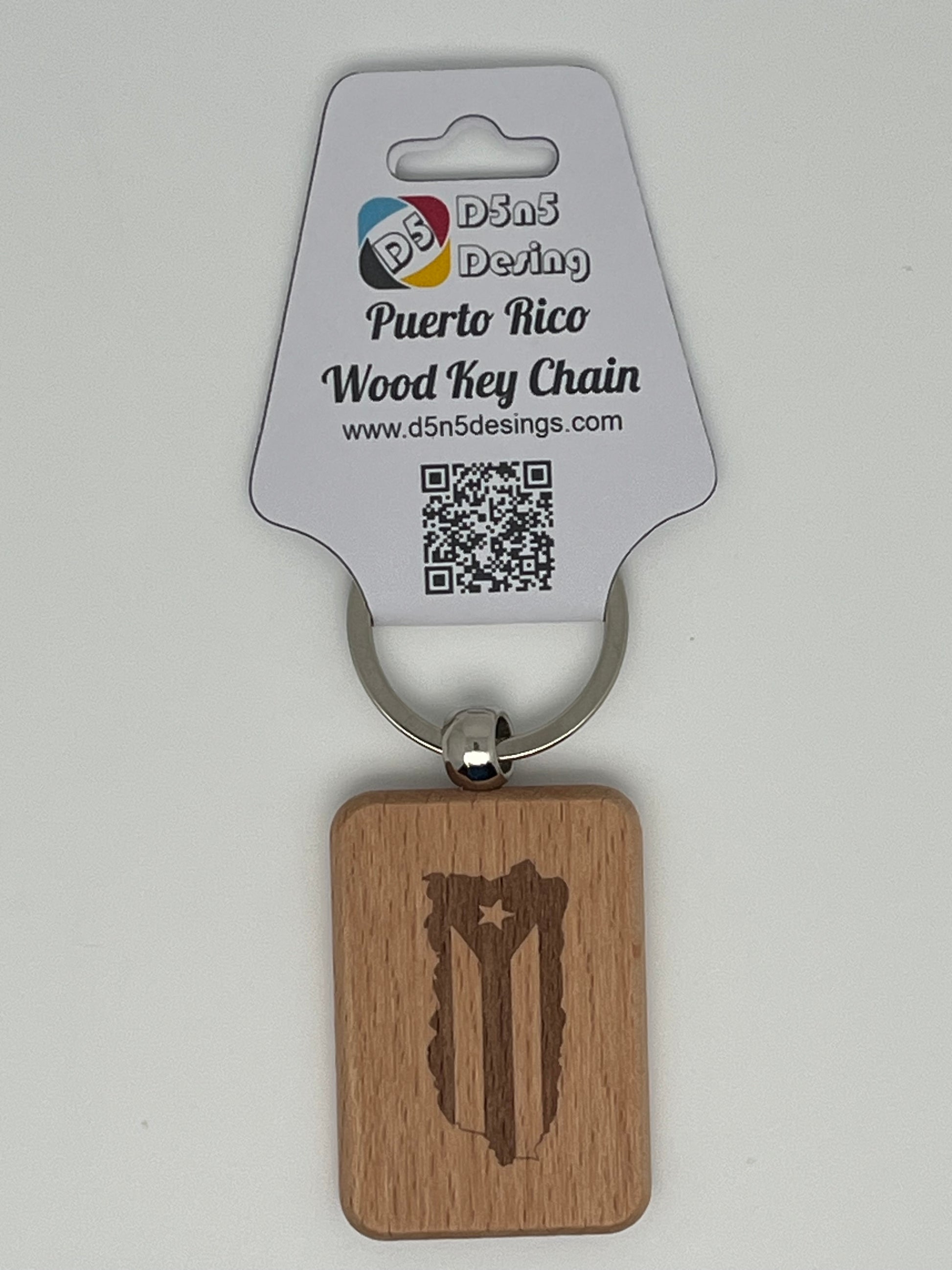 Llavero de madera con grabado de doble cara de recuerdos de Puerto Rico 