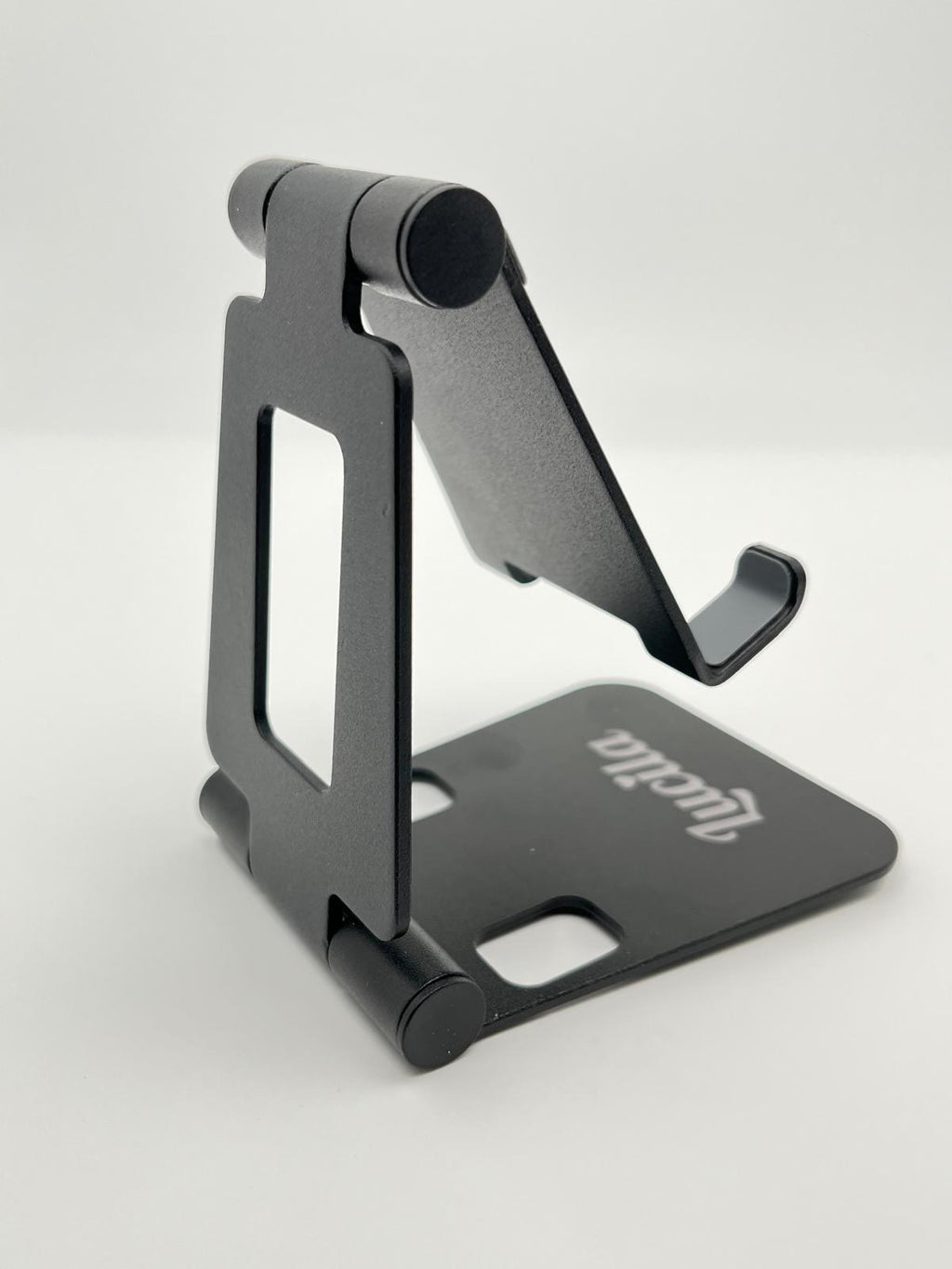 Soporte para teléfono y llavero "Oferta especial" Soporte plegable de aleación de aluminio de doble eje Color negro personalizado