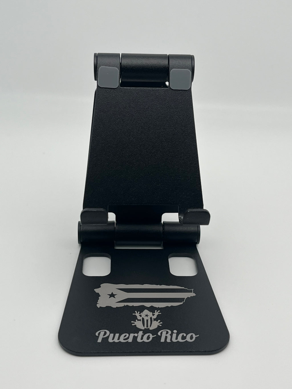 Puerto Rico Souvenirs Phone Stand Folding Dual Axis Aluminum Alloy Stand color Black Engraving