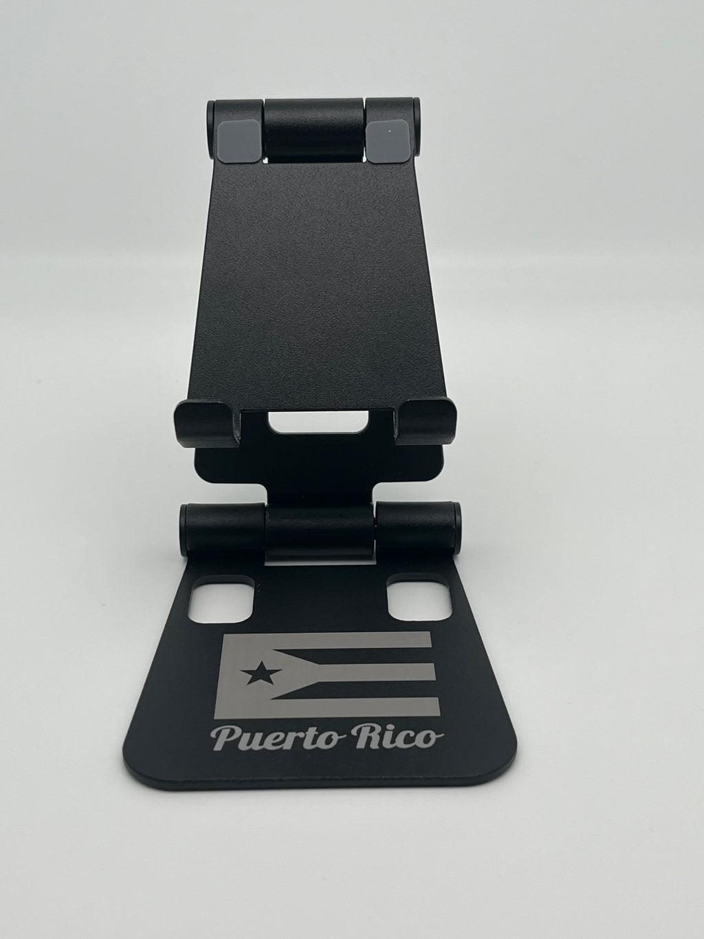 Puerto Rico Souvenirs Phone Stand Folding Dual Axis Aluminum Alloy Stand color Black Engraving