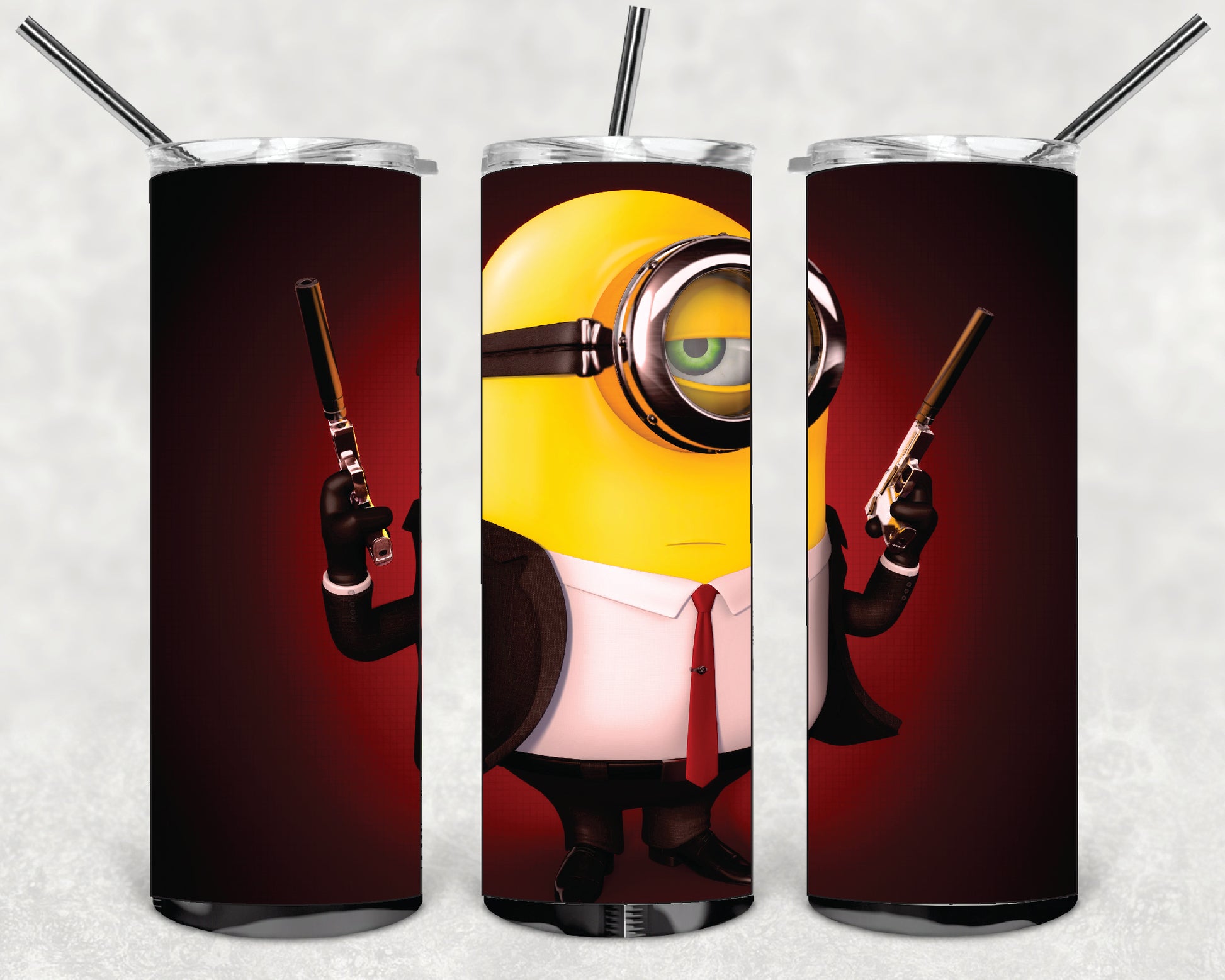 MINIONS JAMES BOND DESINGS 20oz Stainless Steel Double Wall Skinny Tumbler With