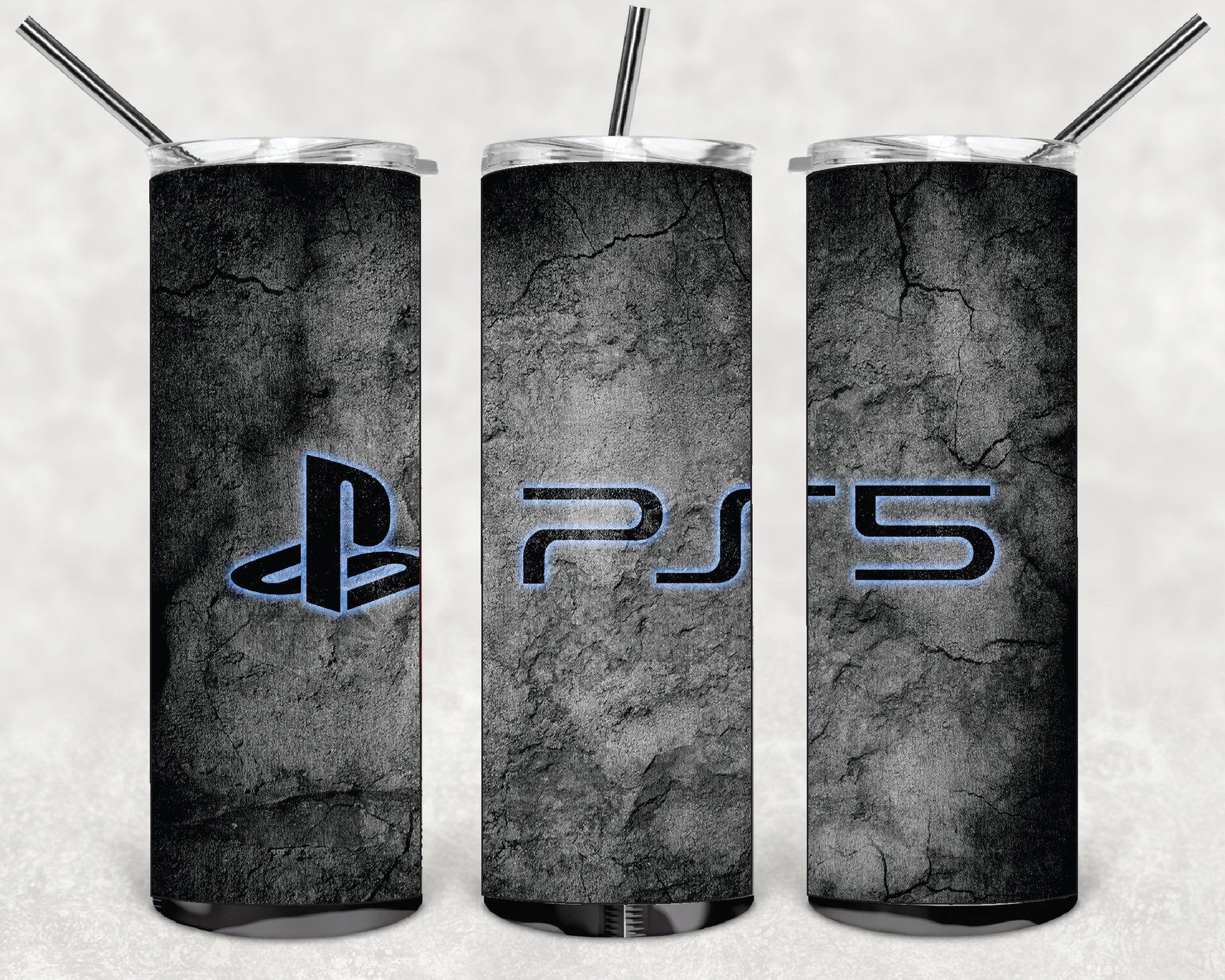 GAMER PS-5 DESINGS 20oz Stainless Steel Double Wall Skinny Tumbler With Straw