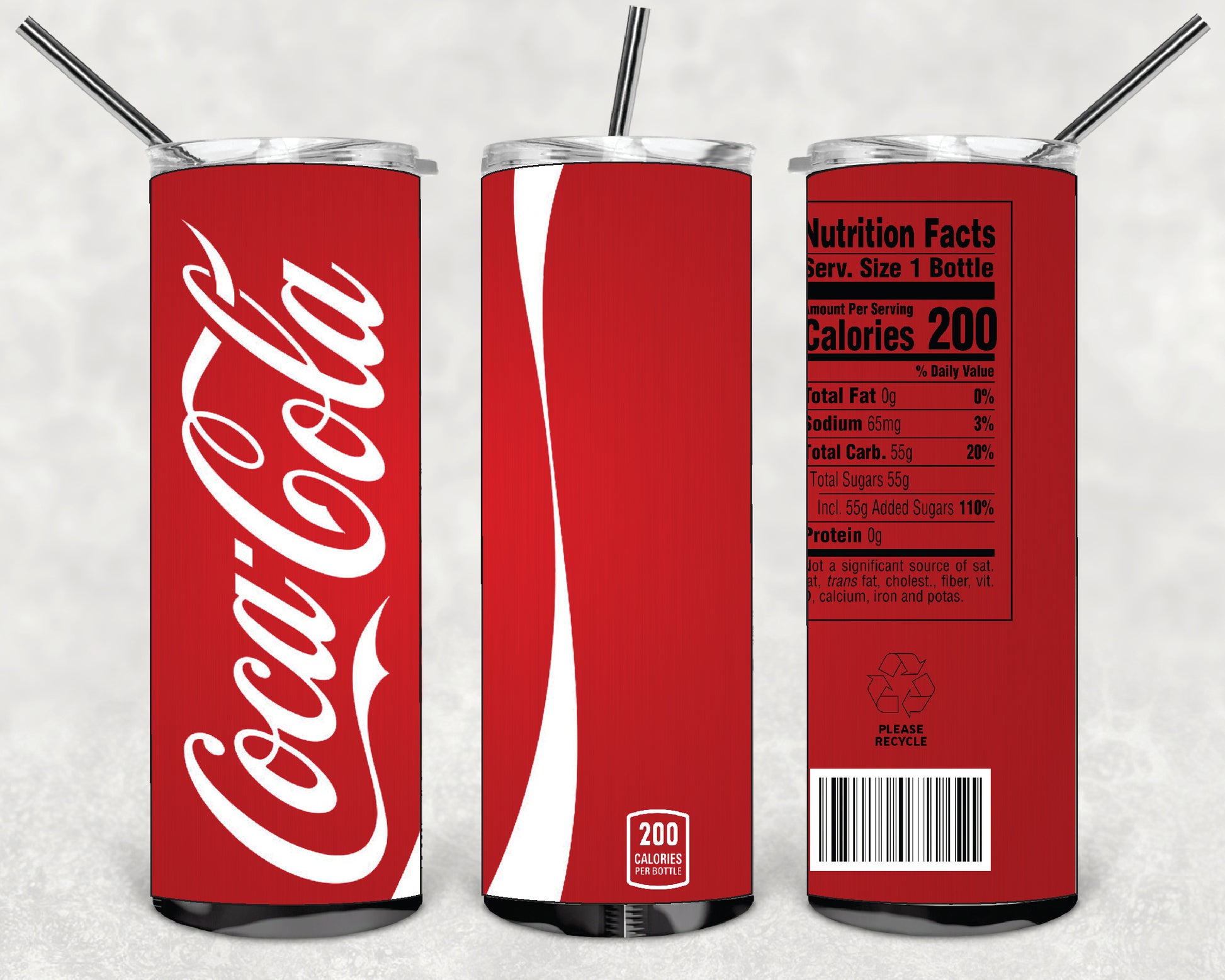 DRINK COCA-COLA 20oz Stainless Steel Double Wall Skinny Tumbler With Straw