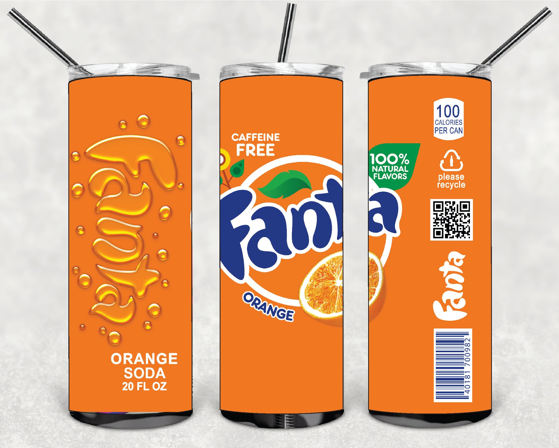 DRINK FANTA ORANGE 20oz Stainless Steel Double Wall Skinny Tumbler With Straw