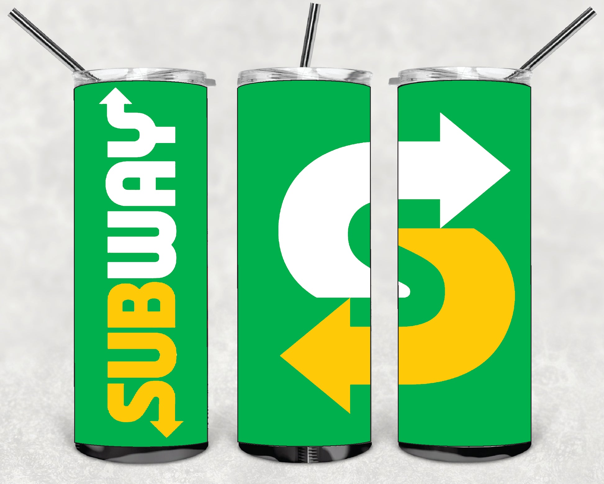 FAST FOOD SUBWAY DESINGS 20oz Stainless Steel Double Wall Skinny Tumbler With St