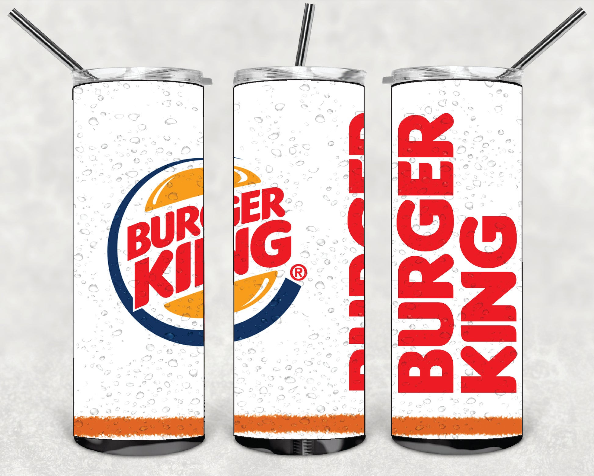 FAST FOOD BURGUER KING DESINGS 20oz Stainless Steel Double Wall Skinny Tumbler W