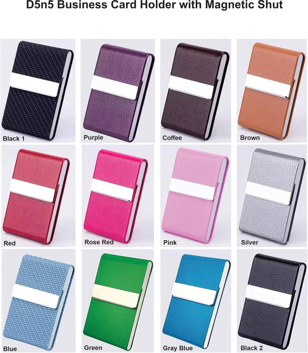 Business Card Holder with Ultra Slim Design,Business Card Case with Premium PU Leather,Suit Pocket Metal Card Holder with Magnetic Shut Pick and Promo